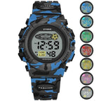 Sports Military Kids Digital Watches Student Childrens Watch Fashion Luminous Led Alarm Camouflage Green Waterproof Digital Sport Watches For Kids Birthday Presents Gifts Stevvex
