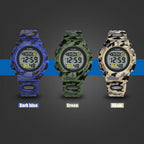 Sports Military Kids Digital Watches Student Childrens Watch Fashion Luminous Led Alarm Camouflage Green Waterproof Digital Sport Watches For Kids Birthday Presents Gifts Stevvex