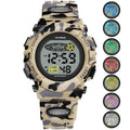 Sports Military Kids Digital Watches Student Childrens Watch Fashion Luminous Led Alarm Camouflage Green Waterproof Digital Sport Watches For Kids Birthday Presents Gifts Stevvex