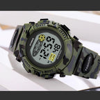 Sports Military Kids Digital Watches Student Childrens Watch Fashion Luminous Led Alarm Camouflage Green Waterproof Digital Sport Watches For Kids Birthday Presents Gifts Stevvex