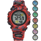 Sports Military Kids Digital Watches Student Childrens Watch Fashion Luminous Led Alarm Camouflage Green Waterproof Digital Sport Watches For Kids Birthday Presents Gifts Stevvex