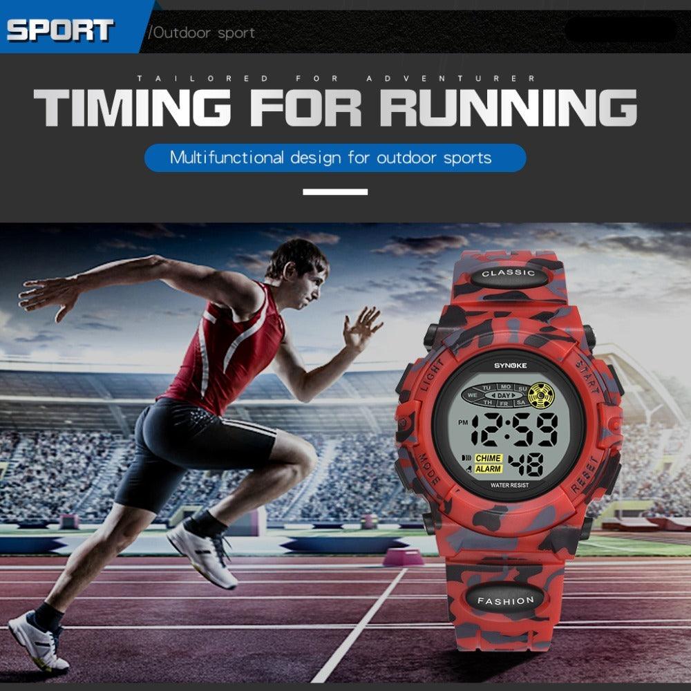 Sports Military Kids Digital Watches Student Childrens Watch Fashion Luminous Led Alarm Camouflage Green Waterproof Digital Sport Watches For Kids Birthday Presents Gifts Stevvex