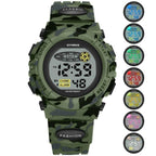 Sports Military Kids Digital Watches Student Childrens Watch Fashion Luminous Led Alarm Camouflage Green Waterproof Digital Sport Watches For Kids Birthday Presents Gifts Stevvex