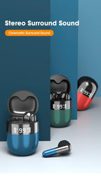 Sports WearableWireless  Headphones Fast Conecting Music Sweatproof Wireless Earbuds Smart LED Display Bluetooth Earphones HD Call Headphone With Microphone Touch Control Waterproof Headset With Charging Case 300mAH Stevvex