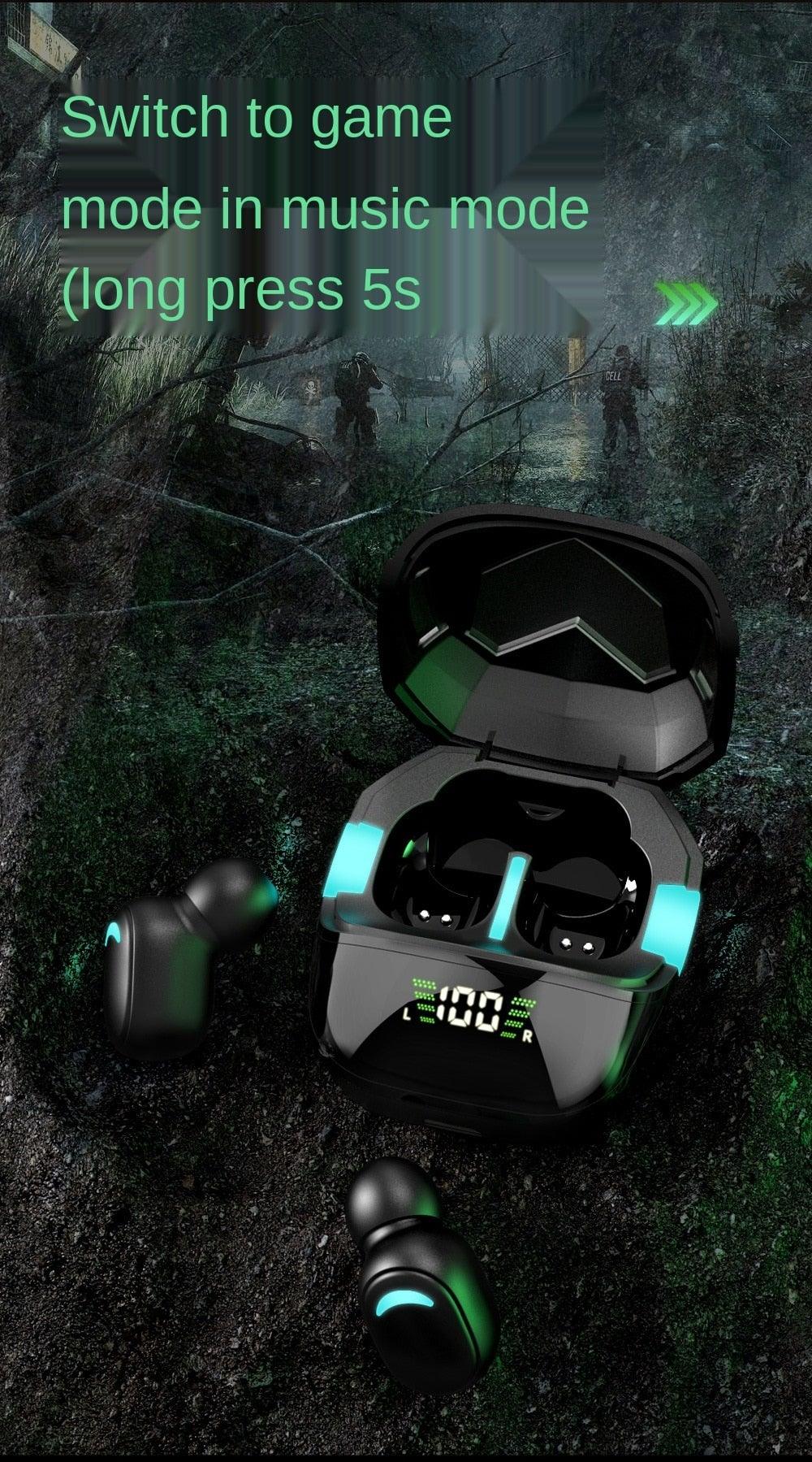 Sports Wireless Wearable Music Headphones Sweatproof LED Display Wireless Charging Case Bluetooth 5.1 Headset Game Real Earphone Radio In-ear Driver Headphones Earbuds For Outdoor Workout Stevvex