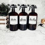 32 Oz Amber Glass Reusable Dispenser Bottle For Soap Laundry Mouthwash Refillable Pump Included BandsCo Straps