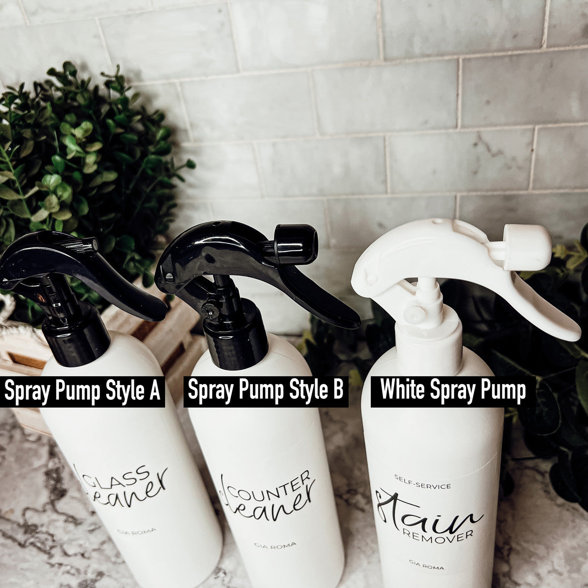 16oz Plastic Spray Bottles With White Or Black Waterproof Labels BandsCo Straps