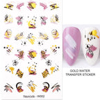 Spring Abtract Stripe Lines Flower Leaves 3D Nail Sticker Black White Butterfly Transfer Decals Slider Nail Art Decoration Decals Sticker For Pretty Girl Self-Adhesive Nail Decals Designer Nail Stickers for Acrylic Nail Art Decals Water Transfer Nail