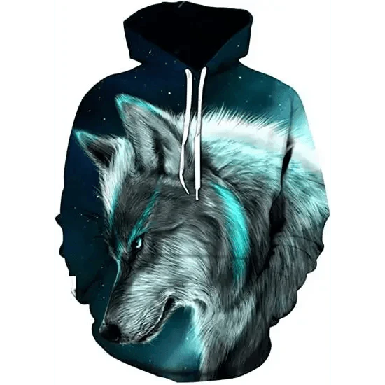Spring And Summer 3D Digital Printing Fashion Men's And Women's Couple Sweatshirts Animal Pattern Novelty Sweatshirt with Hoodies Pockets for Adults Women Men