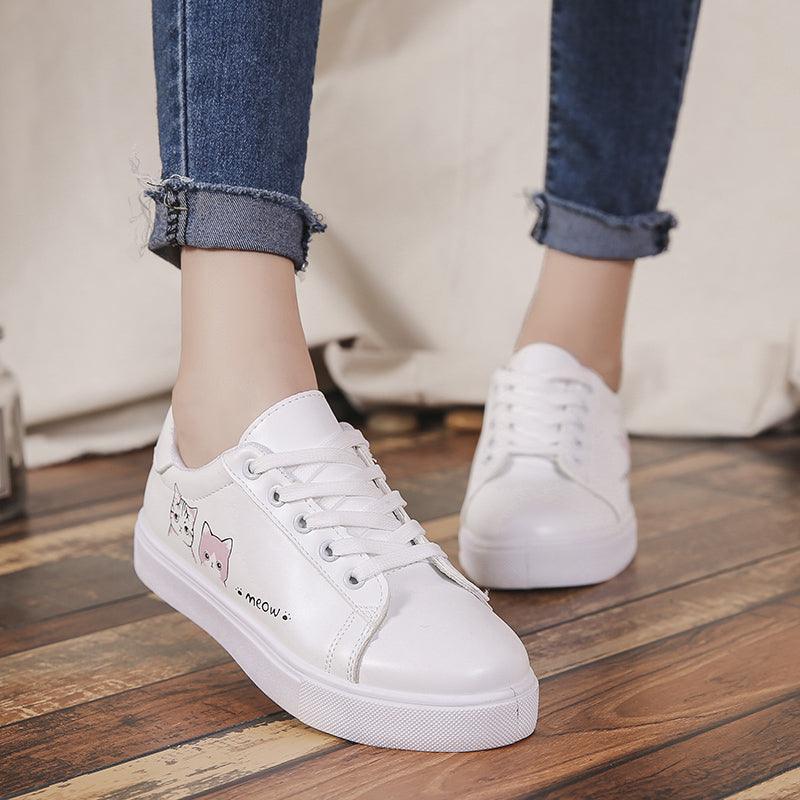 Spring Fashion Breathble Women Sneakers Leather Platform Shoes Women Lace Up Casual Shoes White Fashion Sneakers White PU Leather Platform Sneaker For Women Lace Up Walking Sneakers Stevvex