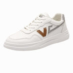 Spring Fashion Breathble Women Sneakers Leather Platform Shoes Women Lace Up Casual Shoes White Fashion Sneakers White PU Leather Platform Sneaker For Women Lace Up Walking Sneakers Stevvex