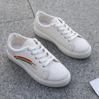 Spring Fashion Breathble Women Sneakers Leather Platform Shoes Women Lace Up Casual Shoes White Fashion Sneakers White PU Leather Platform Sneaker For Women Lace Up Walking Sneakers Stevvex