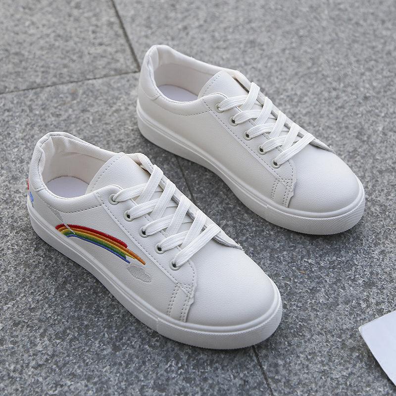 Spring Fashion Breathble Women Sneakers Leather Platform Shoes Women Lace Up Casual Shoes White Fashion Sneakers White PU Leather Platform Sneaker For Women Lace Up Walking Sneakers Stevvex