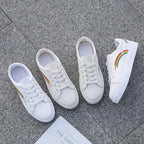 Spring Fashion Breathble Women Sneakers Leather Platform Shoes Women Lace Up Casual Shoes White Fashion Sneakers White PU Leather Platform Sneaker For Women Lace Up Walking Sneakers Stevvex