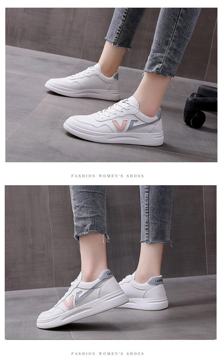 Spring Fashion Breathble Women Sneakers Leather Platform Shoes Women Lace Up Casual Shoes White Fashion Sneakers White PU Leather Platform Sneaker For Women Lace Up Walking Sneakers Stevvex