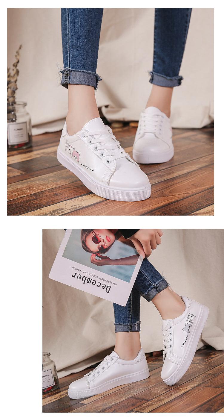 Spring Fashion Breathble Women Sneakers Leather Platform Shoes Women Lace Up Casual Shoes White Fashion Sneakers White PU Leather Platform Sneaker For Women Lace Up Walking Sneakers Stevvex