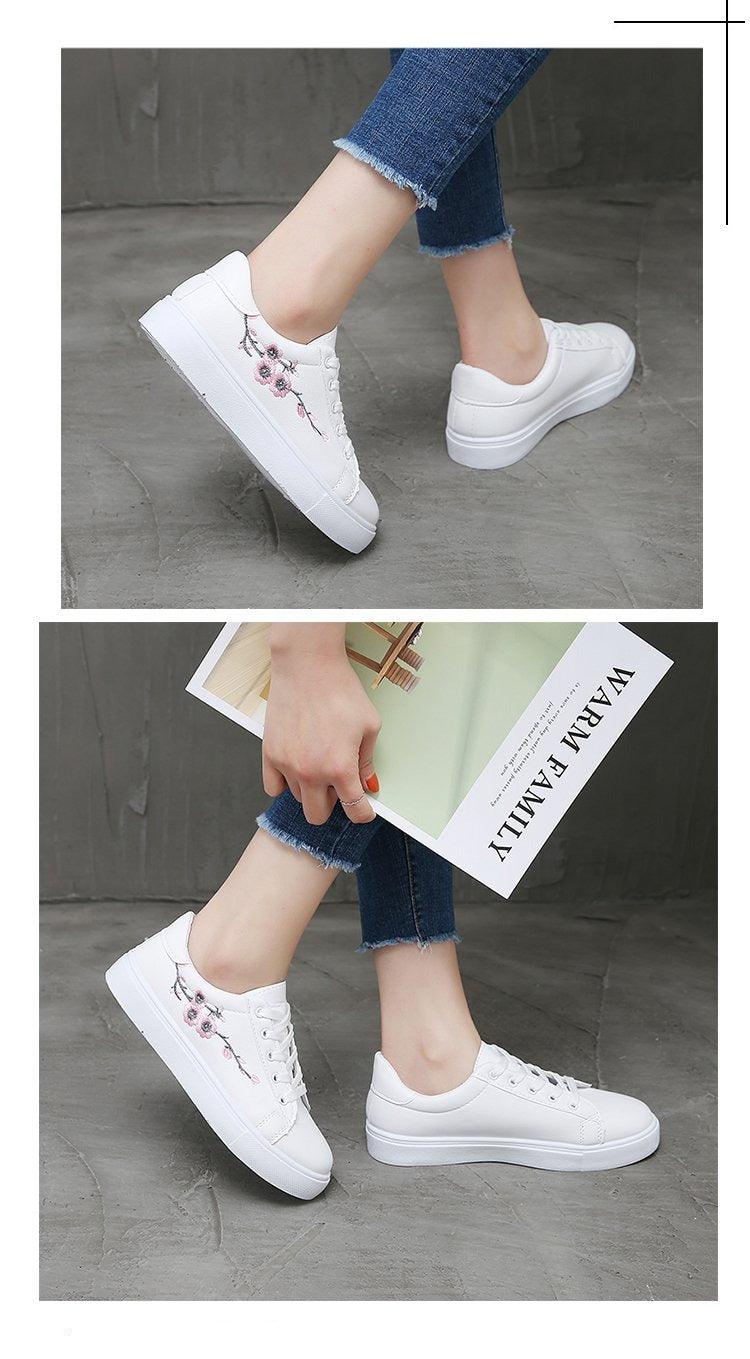 Spring Fashion Breathble Women Sneakers Leather Platform Shoes Women Lace Up Casual Shoes White Fashion Sneakers White PU Leather Platform Sneaker For Women Lace Up Walking Sneakers Stevvex