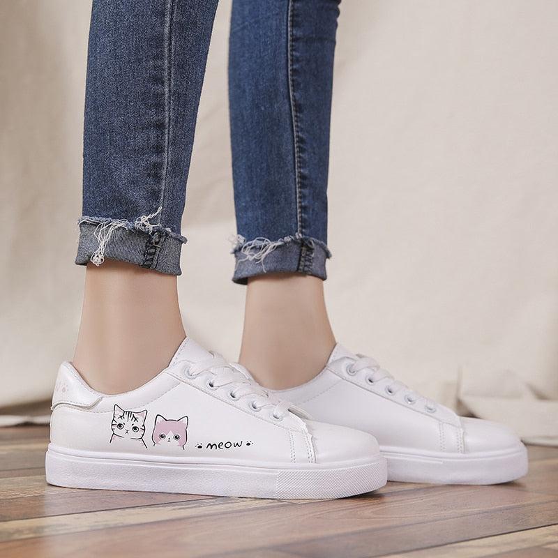 Spring Fashion Breathble Women Sneakers Leather Platform Shoes Women Lace Up Casual Shoes White Fashion Sneakers White PU Leather Platform Sneaker For Women Lace Up Walking Sneakers Stevvex