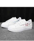 Spring Fashion Breathble Women Sneakers Leather Platform Shoes Women Lace Up Casual Shoes White Fashion Sneakers White PU Leather Platform Sneaker For Women Lace Up Walking Sneakers Stevvex