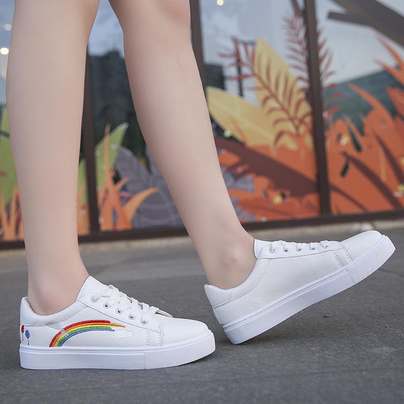 Spring Fashion Breathble Women Sneakers Leather Platform Shoes Women Lace Up Casual Shoes White Fashion Sneakers White PU Leather Platform Sneaker For Women Lace Up Walking Sneakers Stevvex