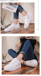 Spring Fashion Breathble Women Sneakers Leather Platform Shoes Women Lace Up Casual Shoes White Fashion Sneakers White PU Leather Platform Sneaker For Women Lace Up Walking Sneakers Stevvex