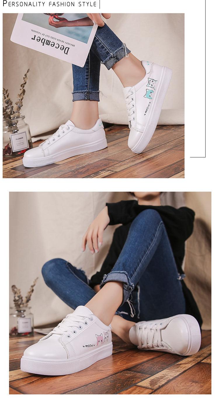 Spring Fashion Breathble Women Sneakers Leather Platform Shoes Women Lace Up Casual Shoes White Fashion Sneakers White PU Leather Platform Sneaker For Women Lace Up Walking Sneakers Stevvex