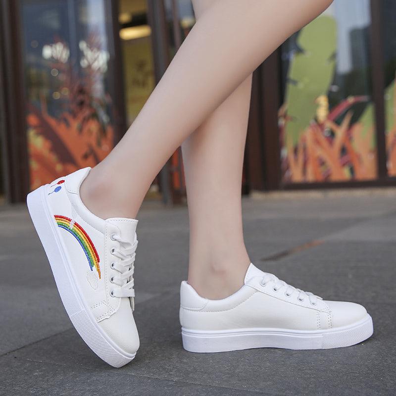 Spring Fashion Breathble Women Sneakers Leather Platform Shoes Women Lace Up Casual Shoes White Fashion Sneakers White PU Leather Platform Sneaker For Women Lace Up Walking Sneakers Stevvex