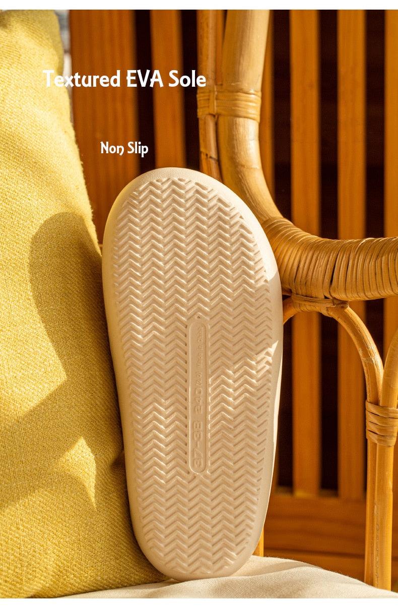 Spring Home Cotton Slippers All Season Flip Flops EVA Hemp Indoor Women Couples Men Thick Sole Non-Slip Bath Shower Shoes Platform Slides Quick Dry Slippers Thick Massage Shoes Stevvex