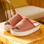 Spring Home Cotton Slippers All Season Flip Flops EVA Hemp Indoor Women Couples Men Thick Sole Non-Slip Bath Shower Shoes Platform Slides Quick Dry Slippers Thick Massage Shoes Stevvex