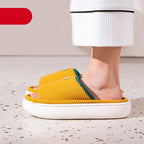 Spring Home Cotton Slippers All Season Flip Flops EVA Hemp Indoor Women Couples Men Thick Sole Non-Slip Bath Shower Shoes Platform Slides Quick Dry Slippers Thick Massage Shoes Stevvex