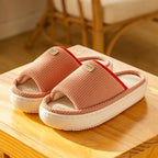 Spring Home Cotton Slippers All Season Flip Flops EVA Hemp Indoor Women Couples Men Thick Sole Non-Slip Bath Shower Shoes Platform Slides Quick Dry Slippers Thick Massage Shoes Stevvex