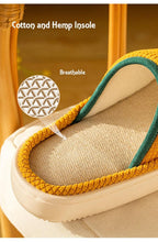 Spring Home Cotton Slippers All Season Flip Flops EVA Hemp Indoor Women Couples Men Thick Sole Non-Slip Bath Shower Shoes Platform Slides Quick Dry Slippers Thick Massage Shoes Stevvex