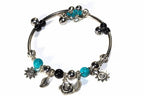Spring Love Charm Bracelet Turquoise Beads Silver Charms