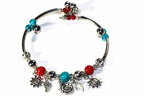 Spring Love Charm Bracelet Turquoise Beads Silver Charms
