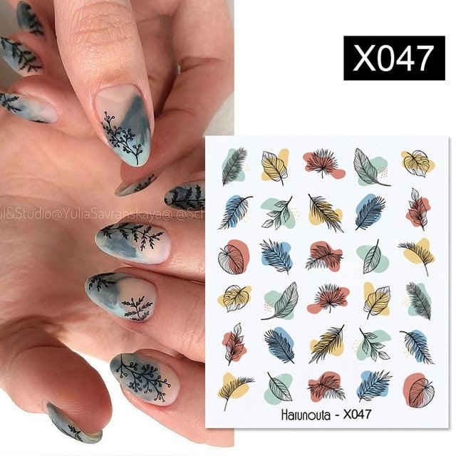 Spring Simple Green Theme Water Decal Sticker Flower Leaf Tree Summer Slider For Manicuring Nail Art Watermarks Art Decoration Manicure Tools Nail Watermark Decals iridescent Decoration Nail Self-Adhesive Decals Nail Stickers Water Transfer Fresh Nail Stevvex