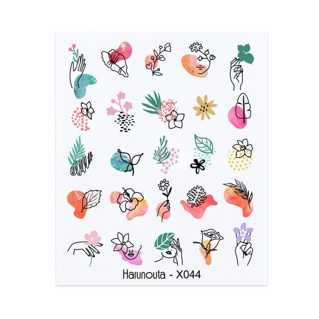 Spring Simple Green Theme Water Decal Sticker Flower Leaf Tree Summer Slider For Manicuring Nail Art Watermarks Art Decoration Manicure Tools Nail Watermark Decals iridescent Decoration Nail Self-Adhesive Decals Nail Stickers Water Transfer Fresh Nail Stevvex