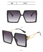 Square Oversized Sunglasses for Women Men Flat Top Fashion Shades Big Frame Sunglasses For Women With Hollow Glasses & New Legs Fashionable Sunglasses For Men & Women Stevvex