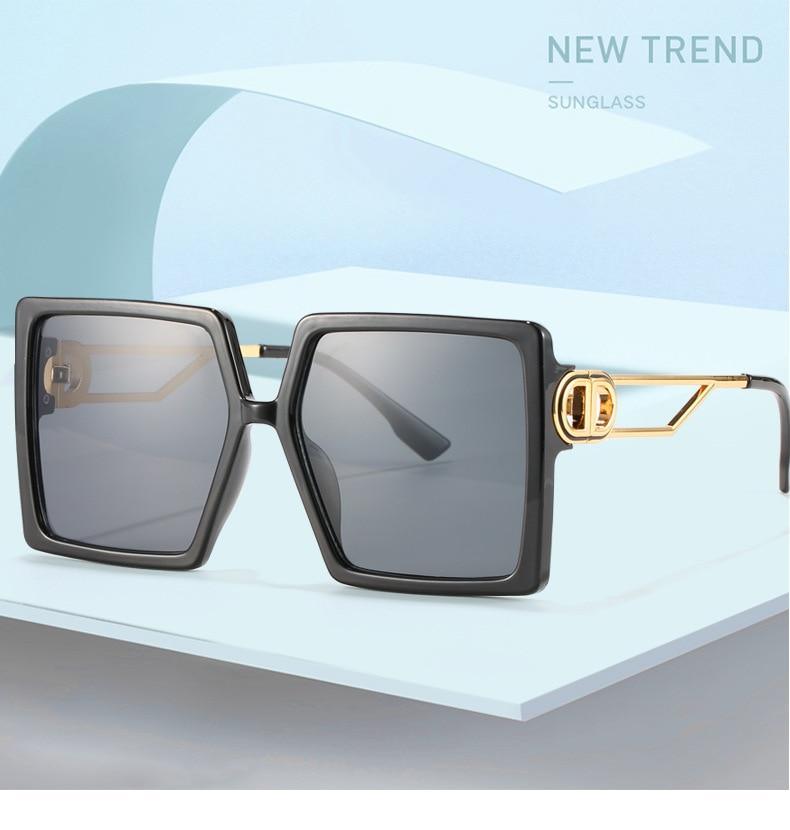 Square Oversized Sunglasses for Women Men Flat Top Fashion Shades Big Frame Sunglasses For Women With Hollow Glasses & New Legs Fashionable Sunglasses For Men & Women Stevvex