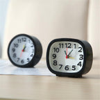 Square Round Small Alarm Clock Snooze Silent Sweeping Wake Up Table Clock Travel Alarm Clock Analog Small Simple Battery Operated Clock Non Ticking Alarm Clock Snooze Light Functions Bedside Table Clock  Battery Powered Compact Portable Travel Alarm Clock Stevvex