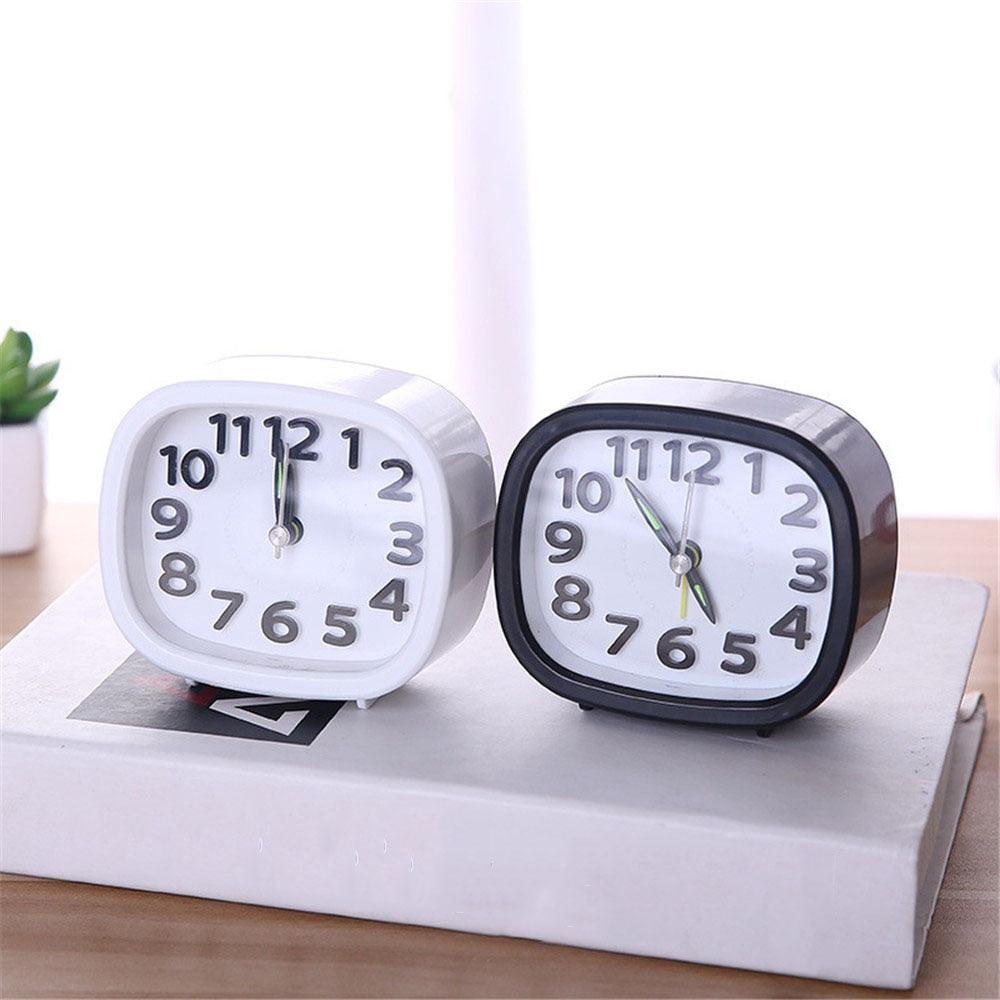 Square Round Small Alarm Clock Snooze Silent Sweeping Wake Up Table Clock Travel Alarm Clock Analog Small Simple Battery Operated Clock Non Ticking Alarm Clock Snooze Light Functions Bedside Table Clock  Battery Powered Compact Portable Travel Alarm Clock Stevvex