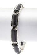 Square Stone Open Cuff Bangle With Yellow Pave Accents