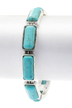 Square Stone Open Cuff Bangle With Yellow Pave Accents
