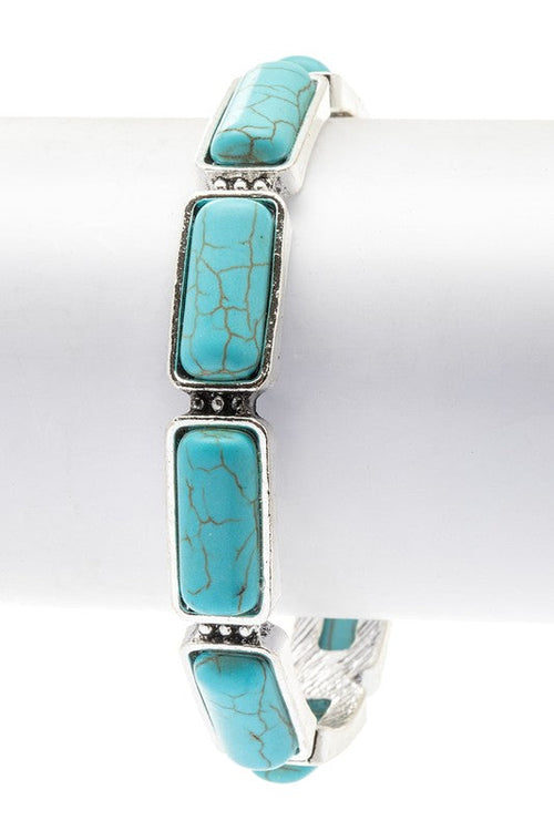 Square Stone Open Cuff Bangle With Yellow Pave Accents