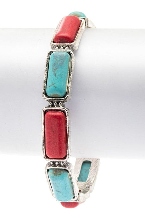 Square Stone Open Cuff Bangle With Yellow Pave Accents
