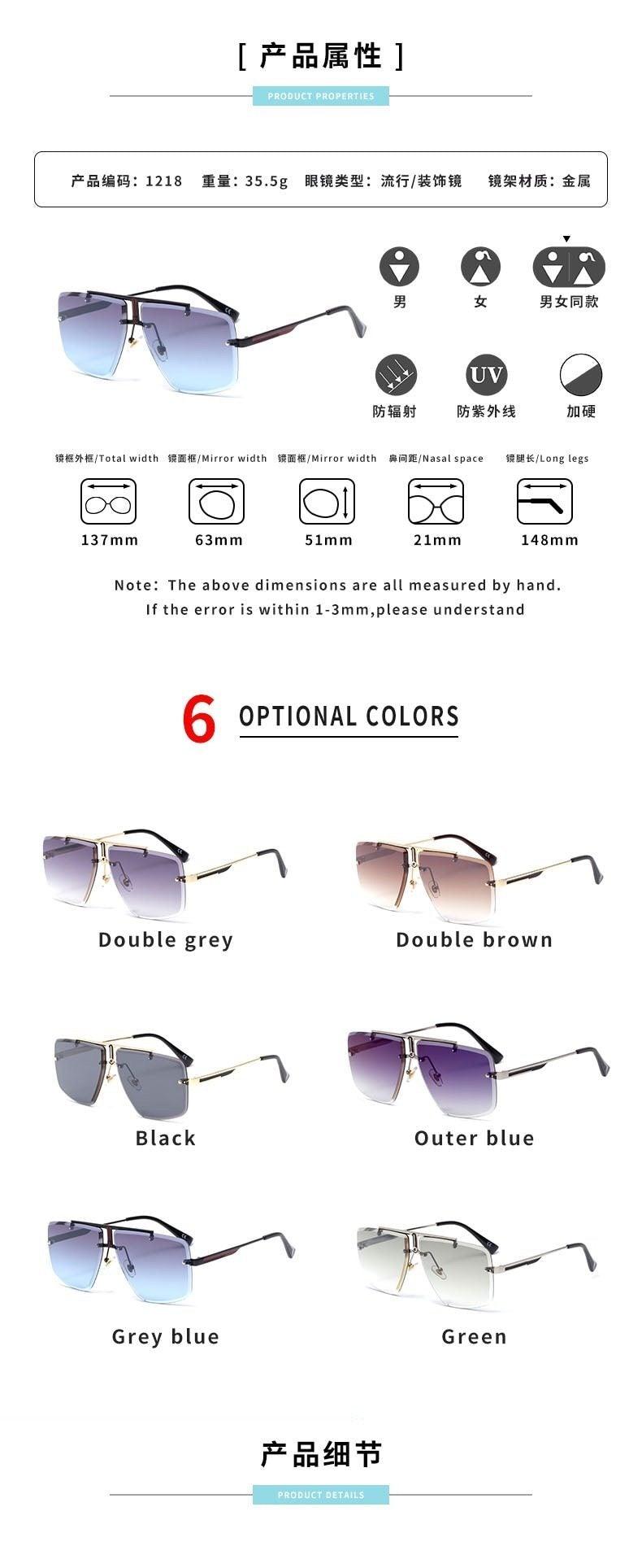 Square Sunglasses for Men Classic Oversized Sun Glasses Men And Women New Fashionable Street Snap Style New Frameless Sunglasses New Popular Square Shape Sunglasses For Men & Women Stevvex