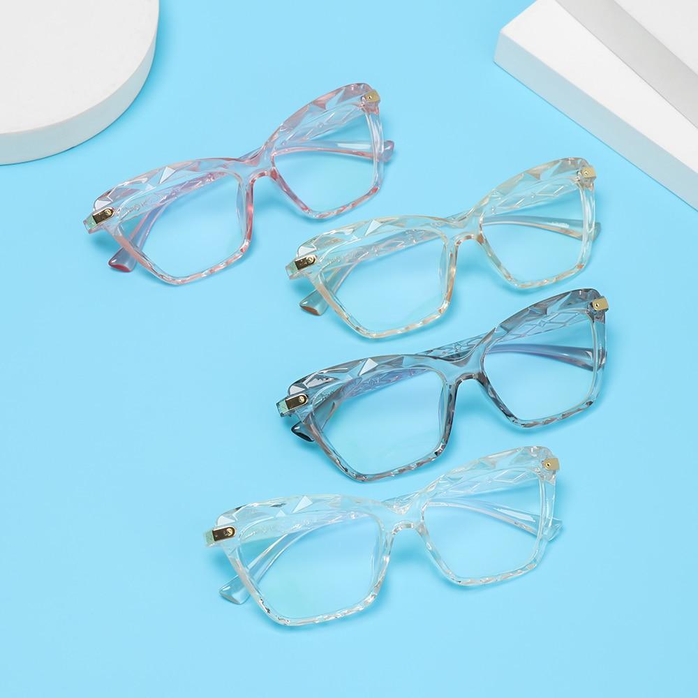 Square Women Reading Glasses Frame Crystal Multi-section  Optical Computer Glasses Square Design Reading Glasses For Women Light Blocking Computer Reader Glasses For Men And Women Stevvex