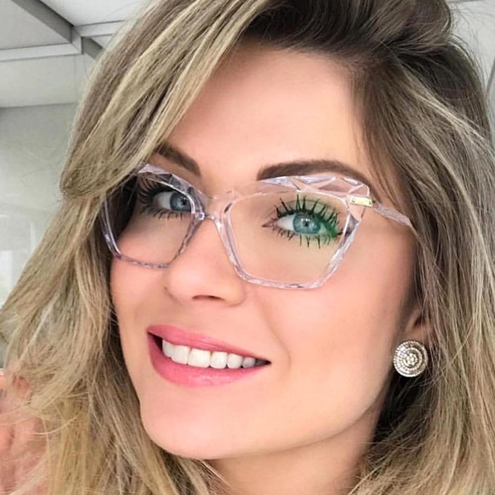 Square Women Reading Glasses Frame Crystal Multi-section  Optical Computer Glasses Square Design Reading Glasses For Women Light Blocking Computer Reader Glasses For Men And Women Stevvex