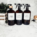 32 Oz Amber Glass Reusable Dispenser Bottle For Soap Laundry Mouthwash Refillable Pump Included BandsCo Straps