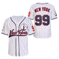 Stitched New York 99 Baseball Jerseys Shirts Hip Hop Button Down Mens Clothing for Party Xmas Gift (White PinstripedL)