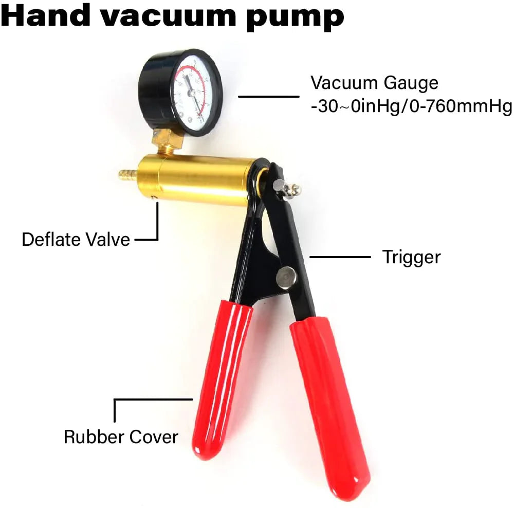 Hand Held Vacuum Pressure Pump Tester Set Brake Fluid Bleeder Bleeding Kit + Box Pi-Mart